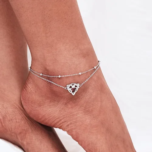 Vista 169 de CHIC & ARTSY Tobilleras delicadas de plata de ley S925 para verano, pulsera de tobillo ajustable multicapa para playa, joyería de pie para mujer