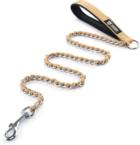 Vista 12 de TSPRO Correa de perro a prueba de mordeduras de acero inoxidable para perro, cadena de metal, correa de entrenamiento para perros con mango suave