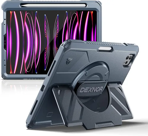 Vista 37 de Dexnor Funda para iPad mini 7 (A17 Pro) 2024/mini 6 2021 de 8.3 pulgadas, funda protectora resistente con correa de mano giratoria de 360° y soporte