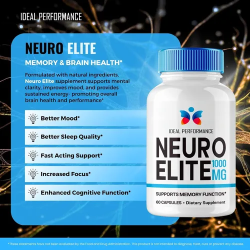 Vista 4 de Neuro Elite Capsules, pastillas oficiales de suplemento Neuro Elite para cerebro y memoria, píldoras nootrópicas avanzadas, apoyo para la salud