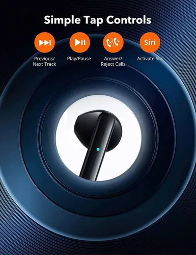 Vista 2 de Easy-Take Auriculares inalámbricos Bluetooth 5.0 con ciclo de reproducción de 30 horas con micrófono integrado IPX6 impermeable con estuche de carga
