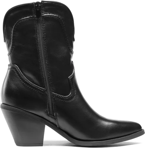 Vista 2 de DREAM PAIRS Botas de tobillo vaqueras para mujer, estilo occidental, botas de pantorrilla suave, tacón bajo y grueso, puntera puntiaguda, botines