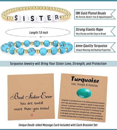 Vista 4 de USANGERS Juego de pulseras con cuentas para mujeres, adolescentes, niñas, regalos únicos para su madre, hija, hermana, amiga, esposa, abuela