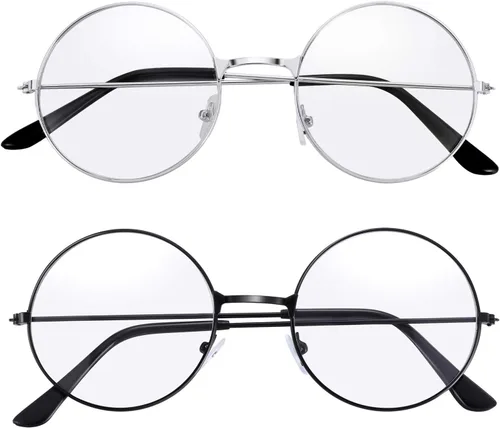 Vista 2 de Bememo 2 pares de gafas de mago de alambre redondo para disfrazarse, accesorios para disfrazarse