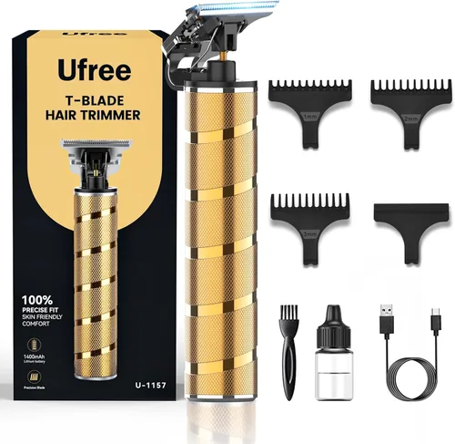 Vista 9 de Ufree Cortadora de barba para hombres, Cuchillas en T de separación cero, Cortapelos inalámbrico, Afeitadoras eléctricas para hombres, Kit de aseo