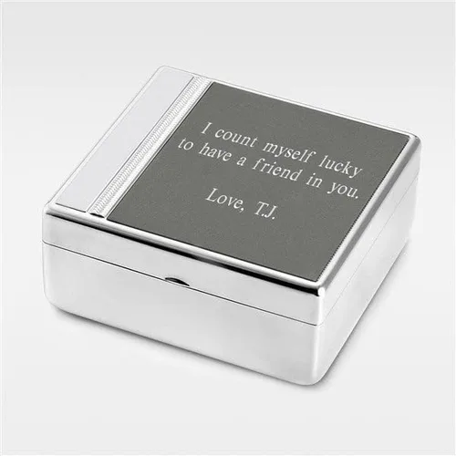 Vista 2 de THINGS REMEMBERED Caja de recuerdo grabada de plata y bronce (personalización gratuita)