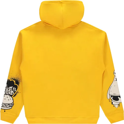 Vista 2 de Nickelodeon Sudadera clásica con capucha de Bob Esponja para hombre, diseño de Bob Esponja, Patrick & Krusty Krab