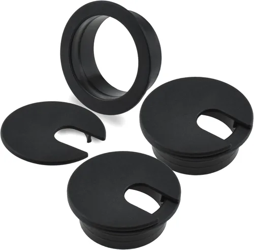 Vista 8 de SDTC Tech Paquete de 3 organizadores de cables de plástico negro con ojales de 1 pulgada para escritorio