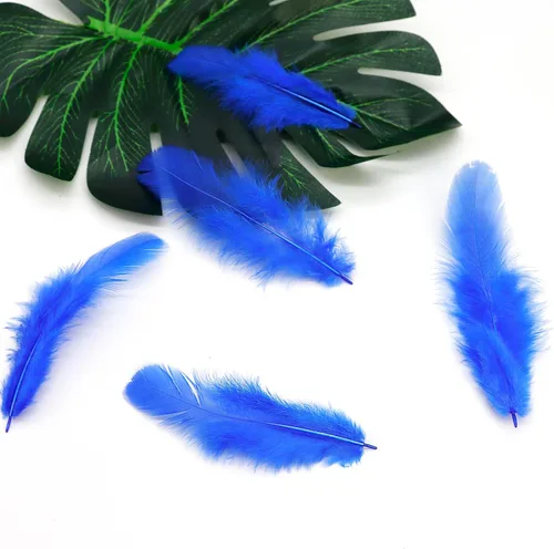 Vista 5 de 1600 plumas de gallo azules artesanales de 3 a 5 pulgadas a granel para manualidades de jardín de infantes, bodas, decoraciones de fiesta familiar