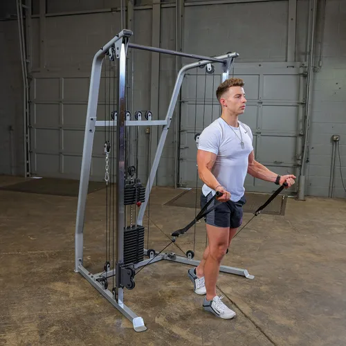 Vista 6 de Powerline (PFT50) Entrenador funcional por Body-Solid - Equipo compacto de gimnasio de doble polea con pila de peso de 210 libras, poleas giratorias
