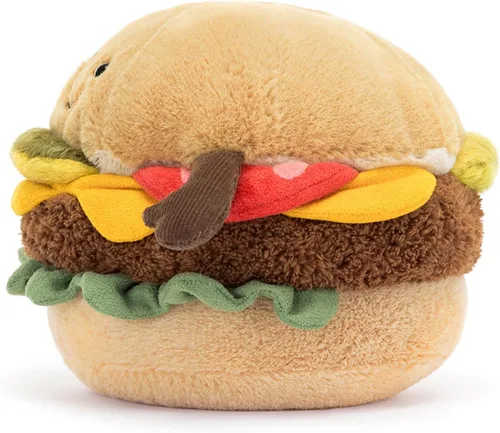 Vista 2 de Jellycat Amuseables - Juguete de peluche de hamburguesa, 4.5 pulgadas, peluche de comida, idea de regalo divertida