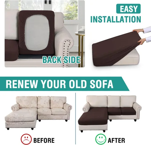Vista 5 de Funda de sofá seccional de 3 piezas para sofá seccional en forma de L, protector elástico de muebles para sofá seccional izquierdo o derecho