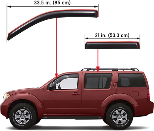 Vista 2 de Lightronic Visera de ventana de ventilación automática extra duradera en el canal, se adapta a Nissan Pathfinder 2005-2012, protección UV, deflector