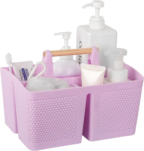 Vista 10 de rejomiik - Cesta portátil para ducha de plástico, organizador de limpieza con asa, organizador de almacenamiento portátil con asa para baño, Negro