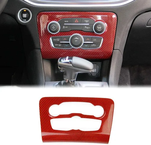 Vista 7 de Crosselec - Cubierta de panel de control central de fibra de carbono para aire acondicionado A/C para Dodge Charger 2015+ (Negro)