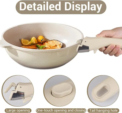 Vista 2 de DONGKER Mango de sartén extraíble, mango de olla desmontable antiquemaduras para todos los utensilios de cocina Negro