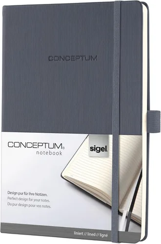 Vista 25 de Sigel Cuaderno CO120 CONCEPTUM®, negro, Tapa dura, liso con hoja guía rayada, aprox. A5, con numerosas características