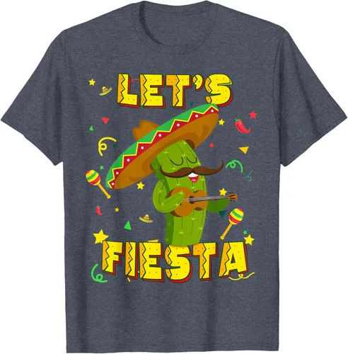 Vista 68 de Cinco De Mayo - Camiseta de regalo con sombrero de cactus Let's Fiesta, Negro, S