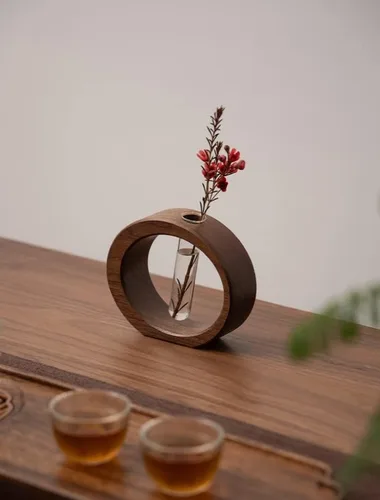 Vista 6 de WONQEXZ Jarrón de mesa, moderno jarrón de propagación de macetas bohemias, macetas de interior para decoración de escritorio, florero de madera