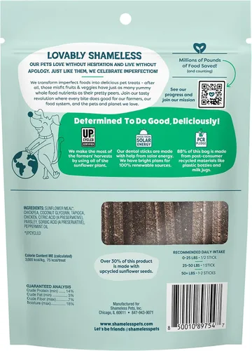 Vista 2 de Shameless Pets Golosinas Dentales para Perros, A Cluck A Day - con Apoyo Digestivo para Limpieza de Dientes y Aliento Fresco - Huesos Masticables