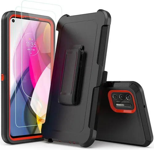 Vista 2 de TENCO Funda compatible con Moto G Stylus (2021), no compatible con 5G, con protector de pantalla, resistente, a prueba de golpes, funda con clip