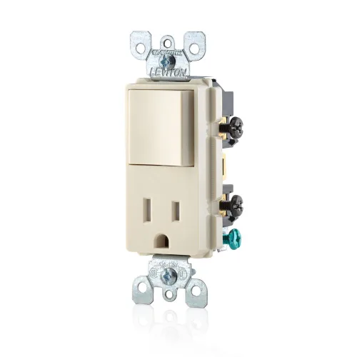 Vista 5 de Leviton interruptor resistente con combinación de botón y enchufe NEMA, T5625-E