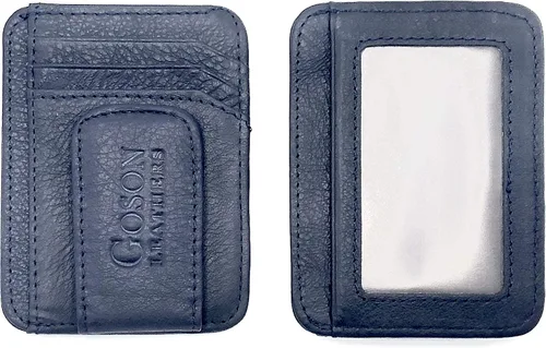 Vista 16 de Goson Cartera de cuero con clip para dinero para hombre, billetera de bolsillo frontal, tarjetero de crédito, cartera minimalista delgada