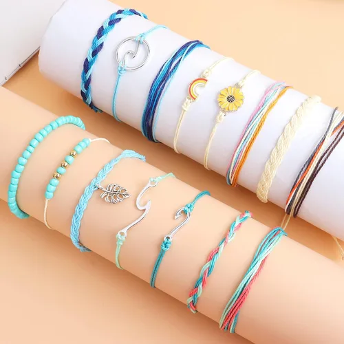 Vista 4 de Pulseras de tobillo para niñas, impermeables, bohemias, para mujer, regalo de joyería de Navidad
