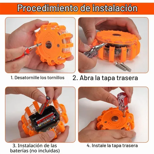 Vista 6 de HEIGPAN GP903 - Faros LED de carretera de seguridad con luces intermitentes de advertencia, base magnética, gancho, bolsa de transporte, 9 modos