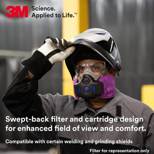 Vista 5 de 3M Filtro para Respirador P100, Clic Seguro D3097 Nivel Molestia de Vapores Orgánicos y Ciertas Partículas de Aceite y No Aceite, Aprobado por