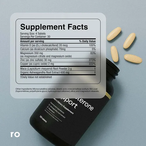 Vista 5 de Apoyo de testosterona Ro para hombres Suplemento nutricional diario con Ashwagandha para apoyar niveles saludables de testosterona y magnesio