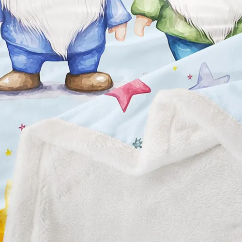 Vista 4 de Erosebridal Cartoon Gnomes Fleece Blanket,Dwarf Throw Blanket 40x50 Inch for Bedroom Living Rooms Sofa Couch,Colorful Stars Sherpa