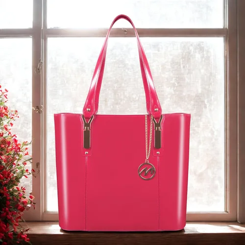 Vista 7 de McKLEIN Leather Ladies' Tote with Tablet Pocket- SAVARNA Fucsia