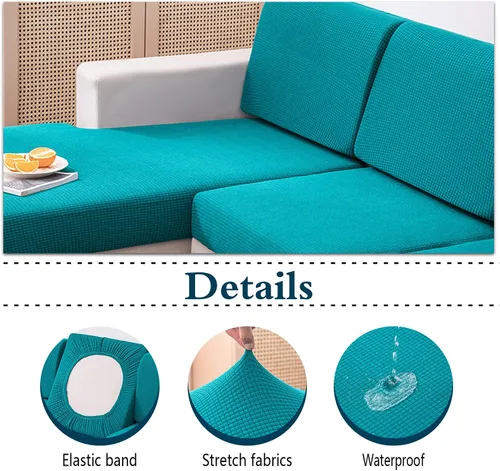 Vista 2 de Fundas de cojín para asiento de sofá, fundas de cojín impermeables para sofá, fundas de cojín elásticas para cojines individuales para respaldo
