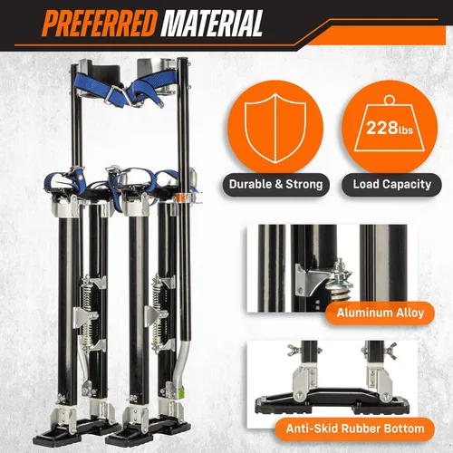 Vista 8 de Pilotes de placa de yeso laminado Pentagon Tools 1121, Negro, 1 Adjustable Height Nonslip Paint Stilts for Adults - Lightweight Aluminum with