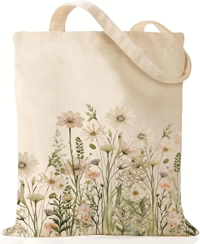 Vista 13 de Andeiltech Bolsa de lona para mujer, bolsa de viaje estética, bolsa de hombro reutilizable, regalo de cumpleaños para mamá