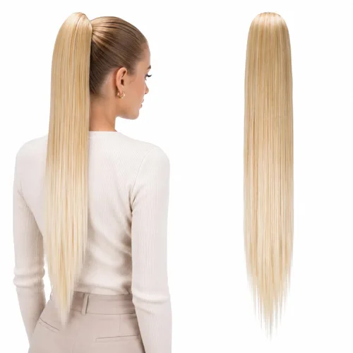 Vista 11 de CAISHA 24 "Hairpiece Cola de caballo Clip en la extensión de pelo largo recto Brunette H607