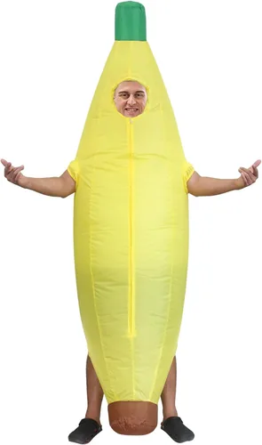 Vista 2 de Inflatable Banana Costume Adults, Funny Blow Up Suit for Halloween