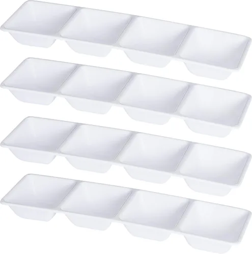 Vista 10 de Plasticpro Bandeja de servir de plástico rectangular de 4 secciones/platillo (2, Negro)
