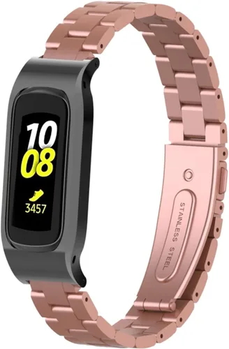 Vista 23 de Correa de reloj de metal compatible con Samsung Galaxy Fit2 SM-R220 de acero inoxidable con marco protector de caja de repuesto para Fit 2 SM-R220