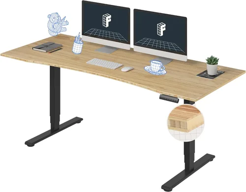 Vista 33 de FlexiSpot E6 Bamboo - Escritorio eléctrico de pie de 3 etapas con motor dual de 48 x 24 pulgadas, soporta 220 libras, altura ajustable con ajustes