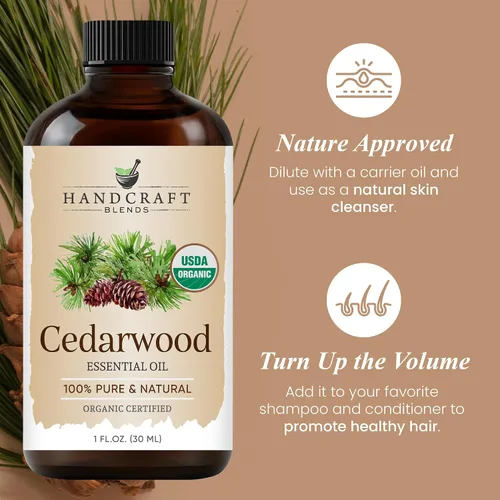 Vista 4 de Handcraft Blends Aceite esencial de cedro orgánico, 1 onza líquida, 100% puro y natural, aceite esencial de alta calidad para difusor y aromaterapia