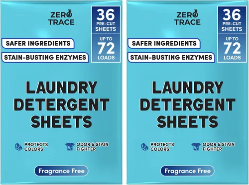 Vista 16 de Zero Trace Hojas de detergente para ropa totalmente natural, ecológicas, jabón de lavandería, detergente para ropa activa de viaje