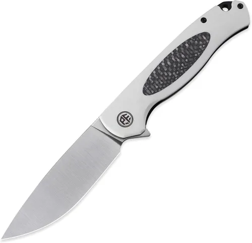 Vista 5 de Petrified fish PFB03 Stamp 3.58" D2 Cuchillo plegable de bolsillo con hoja Negro G10 con mango de fibra de carbono, clip de bolsillo, bloqueo
