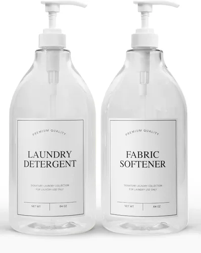 Vista 9 de Calindiana Modern Farmhouse Dispensador de Detergente Líquido para Ropa con Lejía para Decoración y Organización del Cuarto de Lavado, Envases