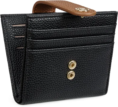 Vista 13 de BOSTANTEN - Billetera delgada para mujer, pequeña, con bloqueo RFID, tarjetero de cuero plegable con cremallera y bolsillo para monedas, Pequeña