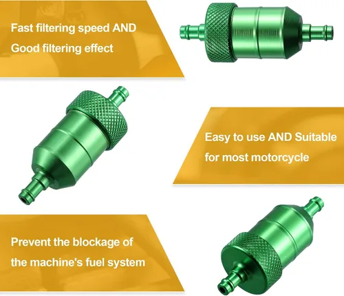 Vista 3 de X AUTOHAUX 0.315 in 5/16" manguera de diámetro aleación de aluminio motocicleta gasolina aceite combustible filtro limpiador verde