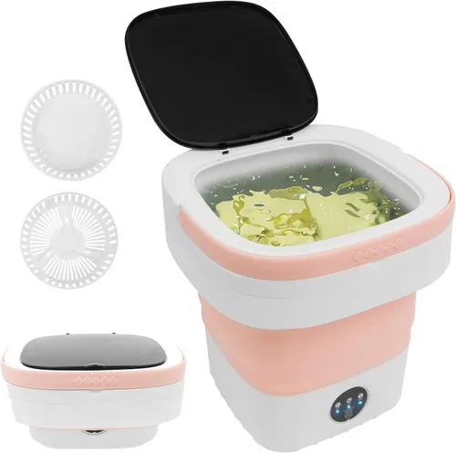 Vista 11 de Lavadora portátil, 12L mejorada con cesta giratoria, mini lavadora plegable con 3 modos de limpieza pequeña para ropa de bebé, ropa