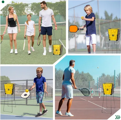 Vista 8 de Colector de tolva de pickleball con ruedas, capacidad de 40 bolas de pickleball, parte superior ligera de pickleball, herramienta de recolección
