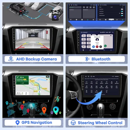 Vista 5 de [2G+32G] 10.1 pulgadas Android 11 Estéreo de coche doble DIN con Wireless/Wired CarPlay y Android Auto, pantalla táctil Android Radio con Mirror
